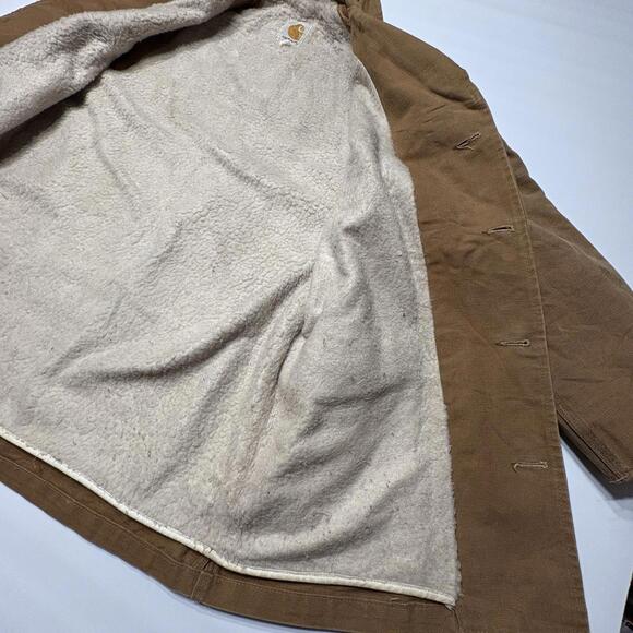 Vintage One-Of-A-Kind Carhartt Sherpa Lined Chore Jacket Men's Size Large - Picture 9 of 16